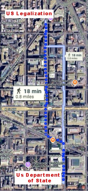 Map showing path to US Department of State